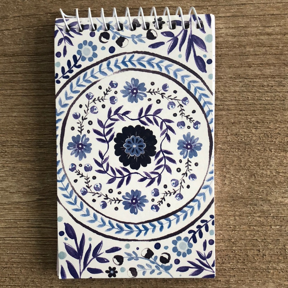 Small Spiral Notepad with Blue and White Cover